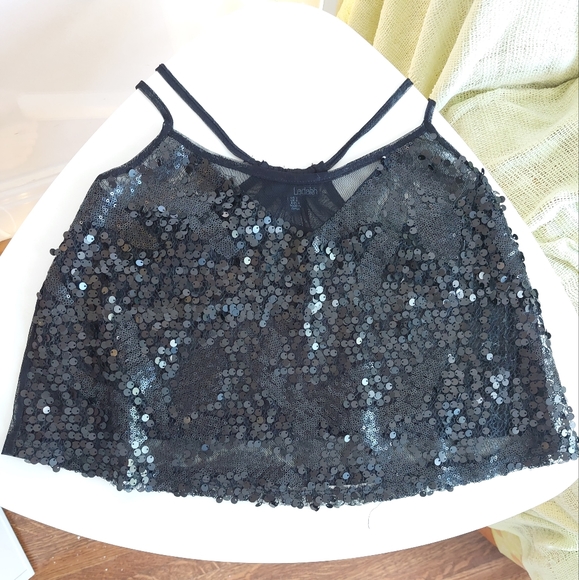 Sheer sequin black tank top - Picture 3 of 8